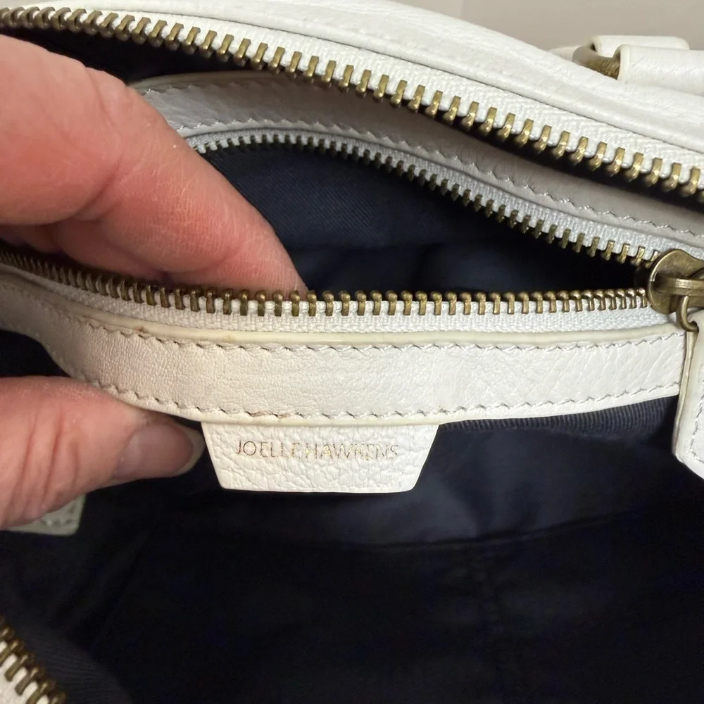 JOELLE HAWKENS WHITE SNAKE  LEATHER SHOULDER BAG - 34 INCH  CROSSBODY STRAP